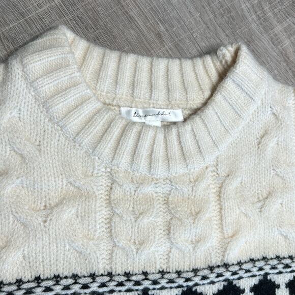 NWT REVOLVE LINE AND DOT Women's Cream Black Montana Faire Isle Sweater - Picture 6 of 9